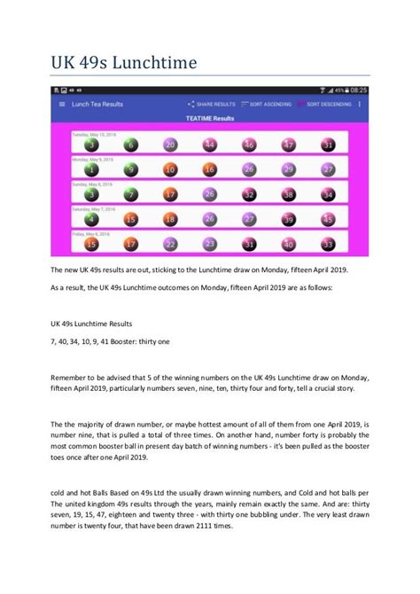 6 months lunchtime results|UK 49's Lunchtime Results.